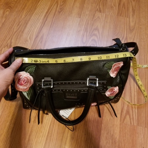 EVVE MILANO Roses Brown Vegan Leather Satchel - Picture 9 of 13